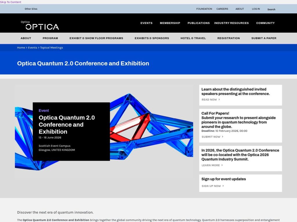 Optica Quantum 2.0 Conference and Exhibition website