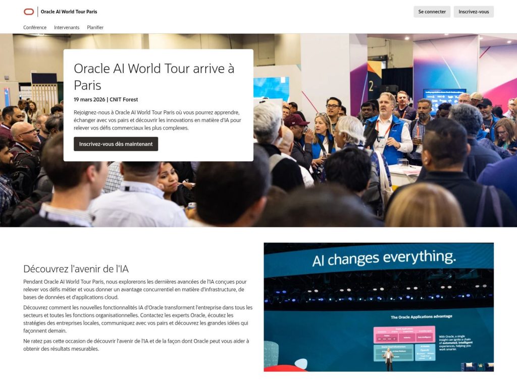 Oracle AI World Tour Paris website