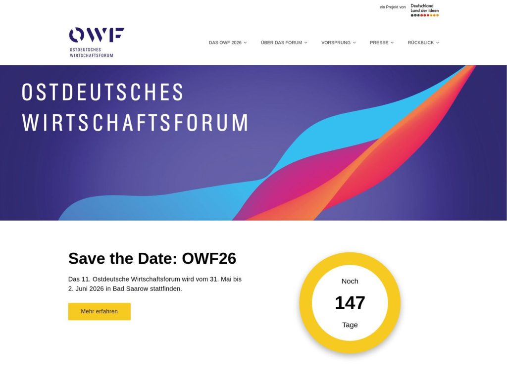 Ostdeutsches Wirtschaftsforum 2026 website