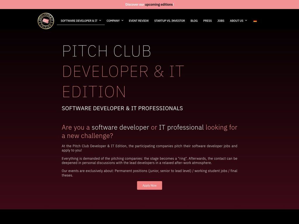 Pitch Club Developer & IT Edition #235 - Software Developer & IT Professionals - Event screenshot