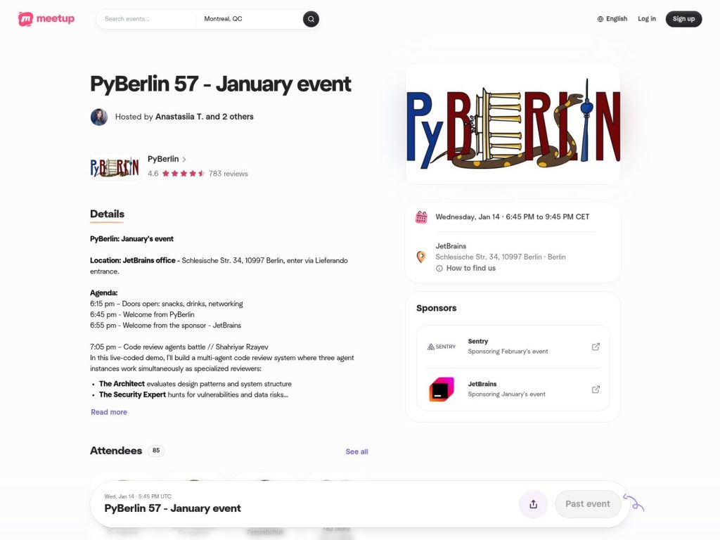 PyBerlin 57 - January event - Sponsor: JetBrains - Event screenshot