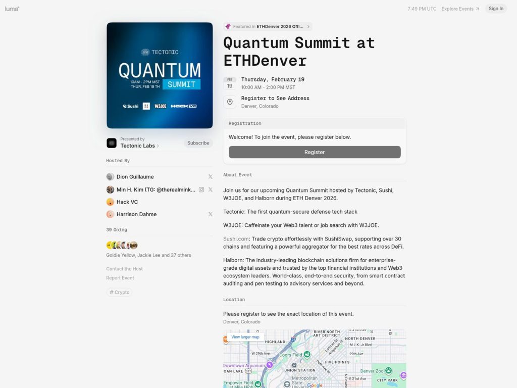 Quantum Summit at ETHDenver website