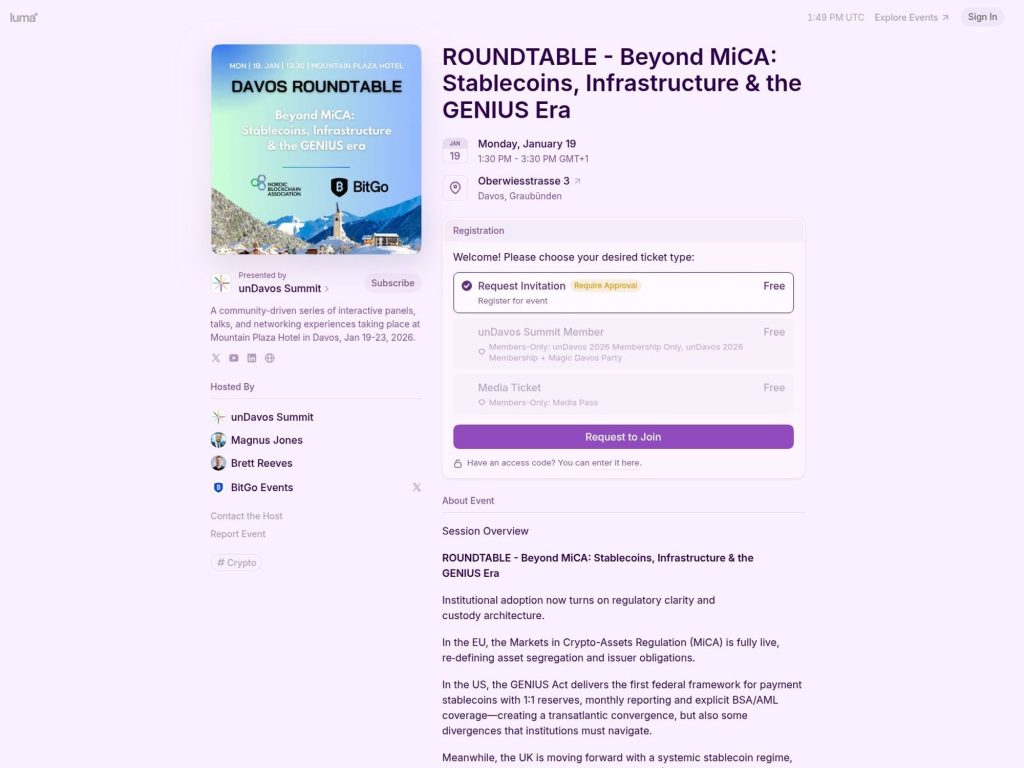 ROUNDTABLE - Beyond MiCA: Stablecoins, Infrastructure & the GENIUS Era image