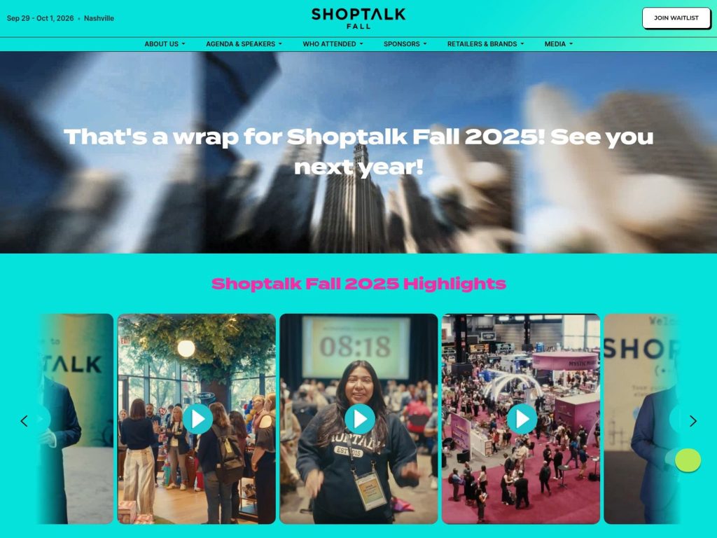 Shoptalk Fall website