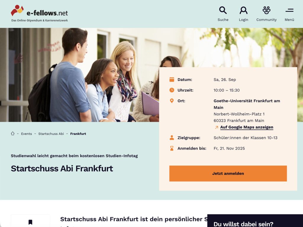 Startschuss Abi Frankfurt website