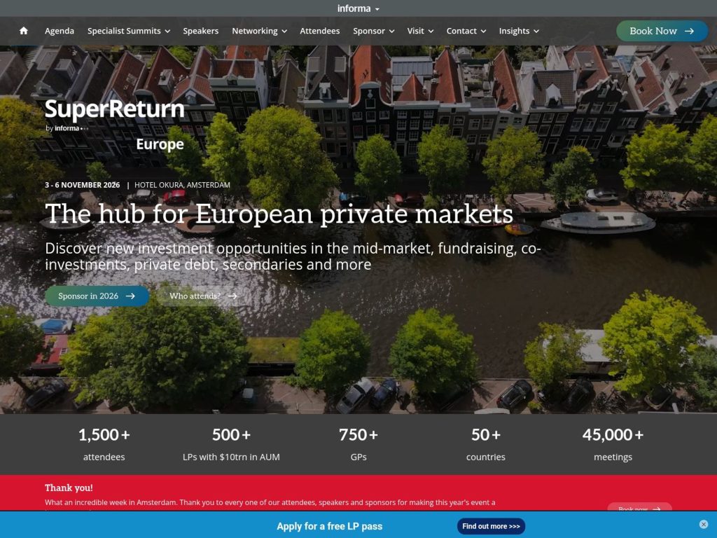 SuperReturn Europe website