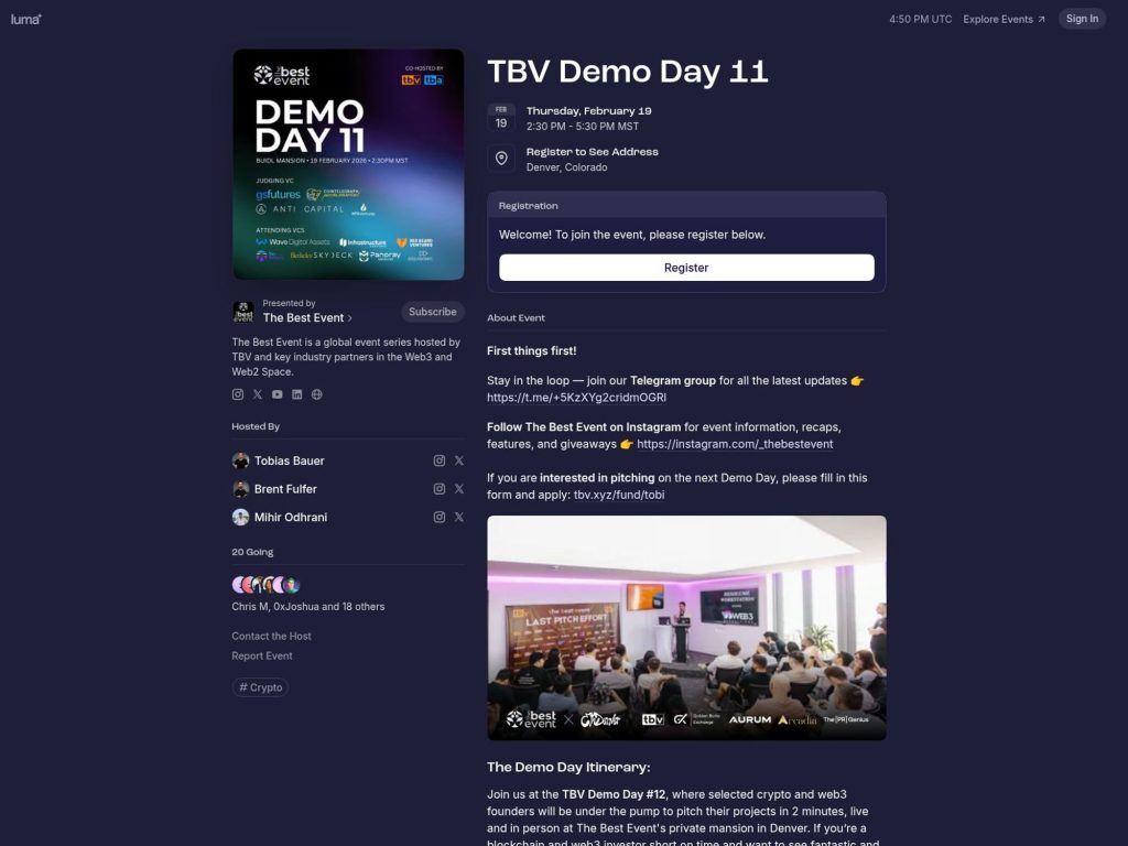 TBV Demo Day 11 website