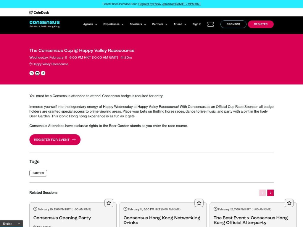 The Consensus Cup @ Happy Valley Racecourse website