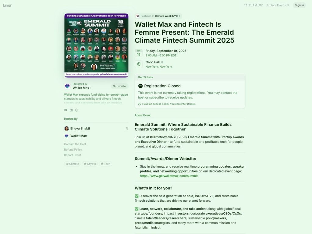 The Emerald Climate Fintech Summit 2025 - Event screenshot