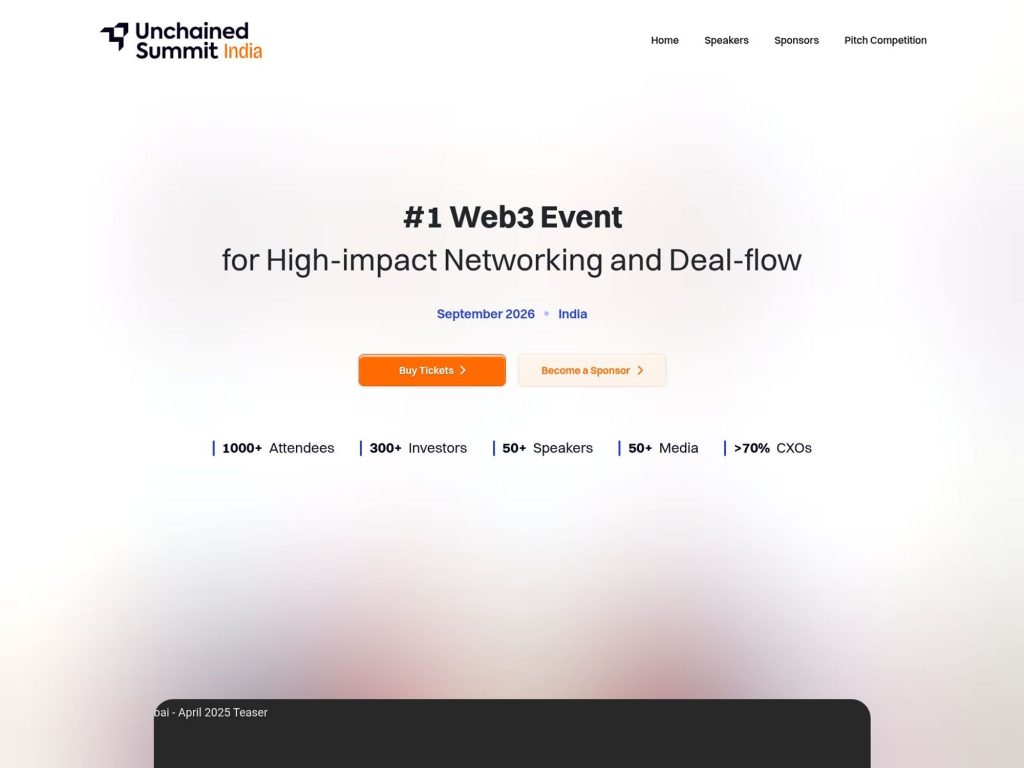 Unchained Summit India 2026 website