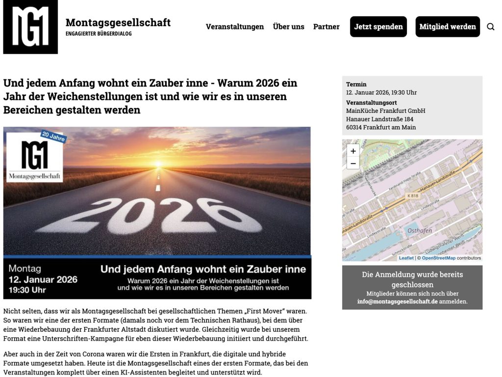 Und jedem Anfang wohnt ein Zauber inne - Warum 2026 ein Jahr der Weichenstellungen ist und wie wir es in unseren Bereichen gestalten werden - Event screenshot