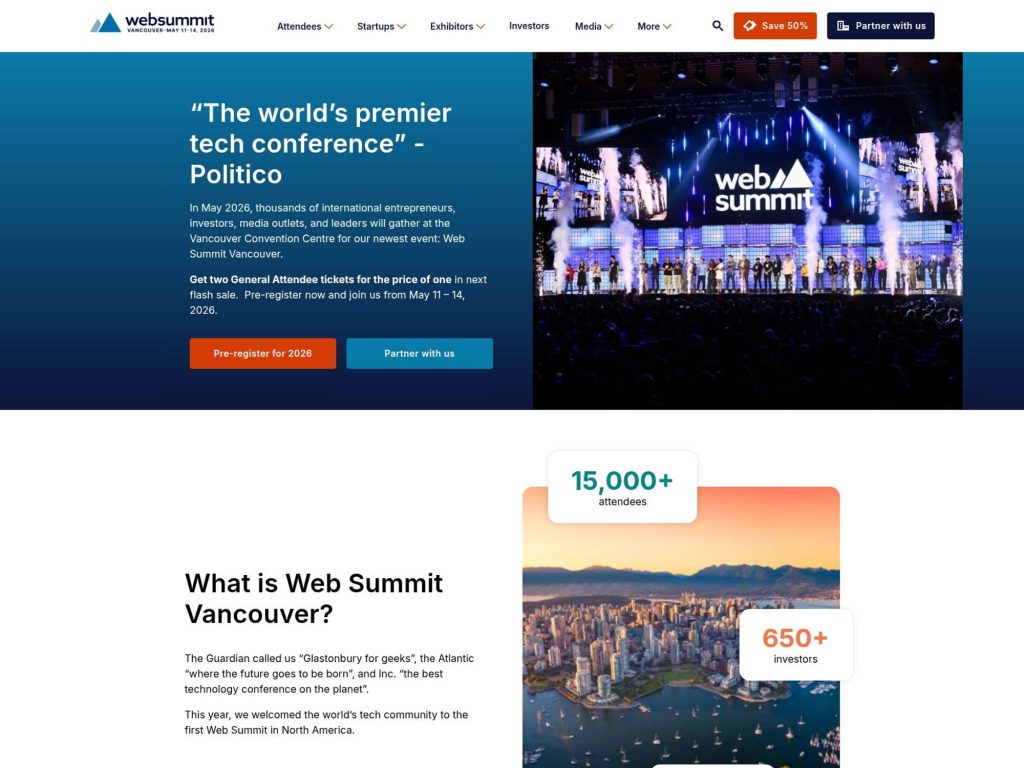 Web Summit Vancouver 2026 website