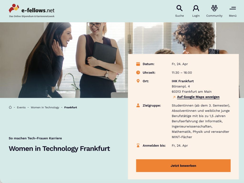 Women in Technology Frankfurt website