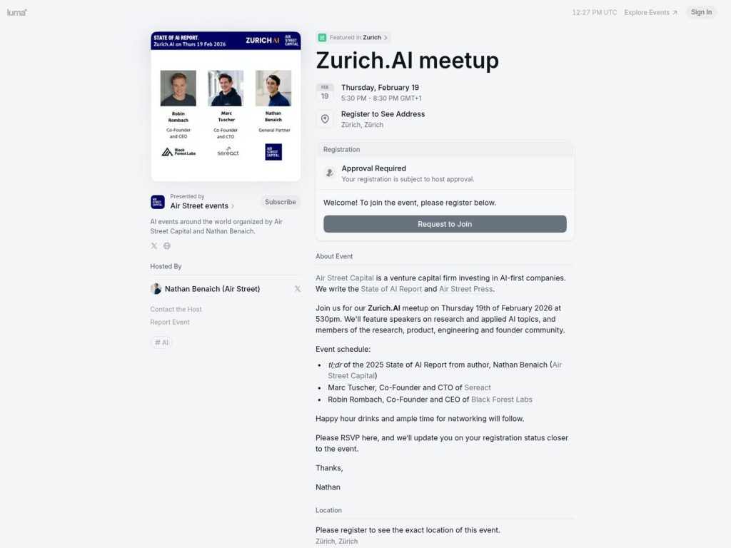 Zurich.AI meetup website
