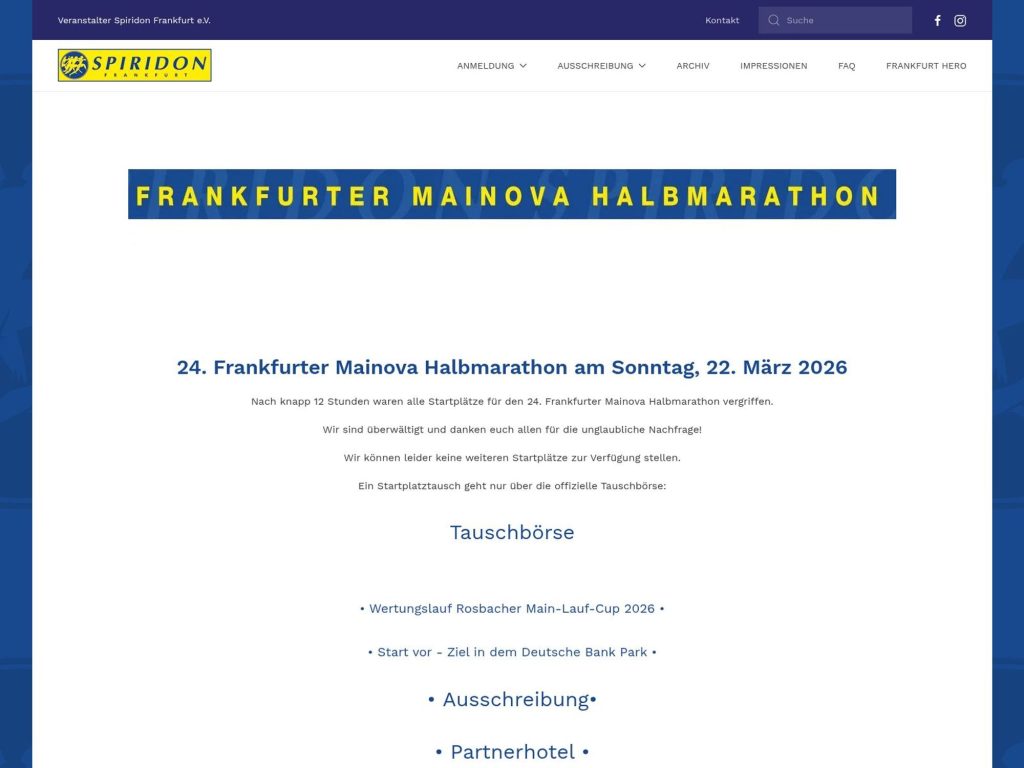 24. Frankfurter Mainova Halbmarathon website