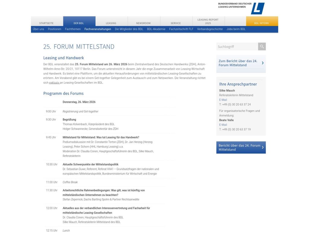 25. Forum Mittelstand website