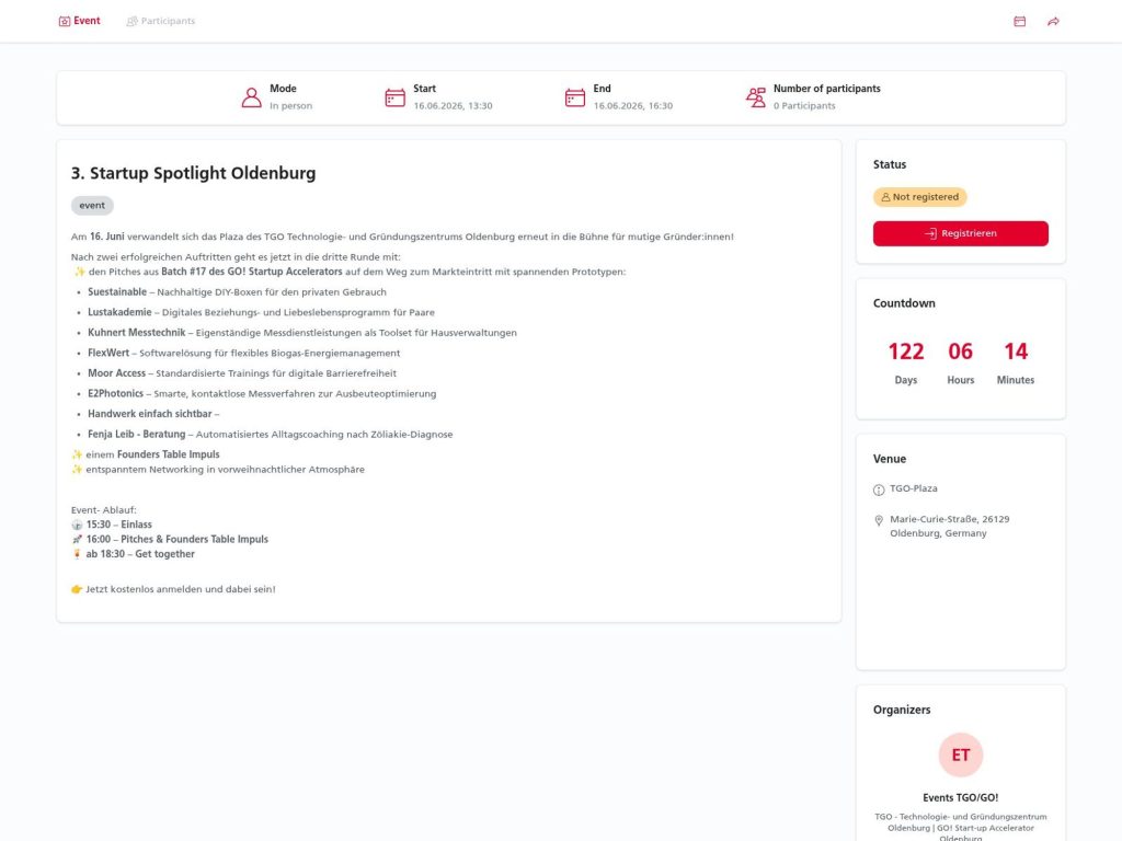 3. Startup Spotlight Oldenburg website