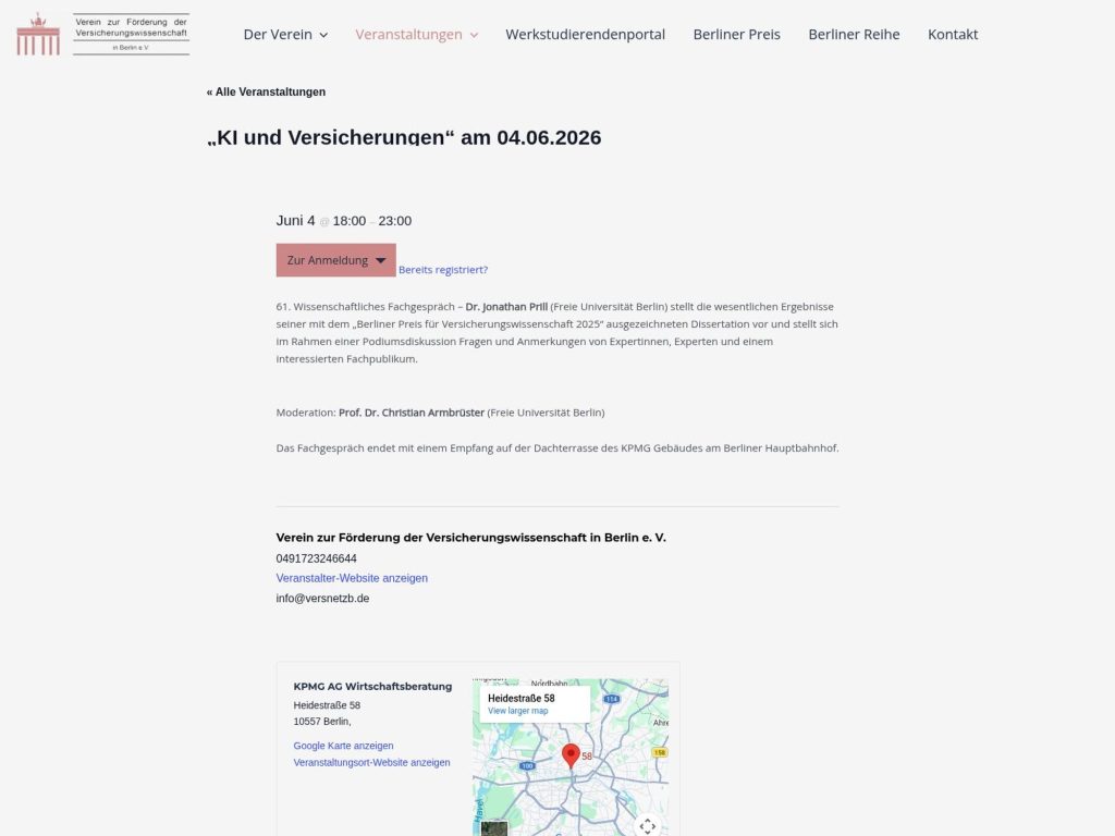 61. Wissenschaftliches Fachgespräch: KI und Versicherungen website