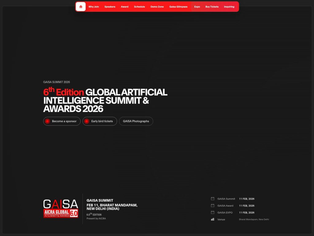 6th Edition Global Artificial Intelligence Summit & Awards 2026 website