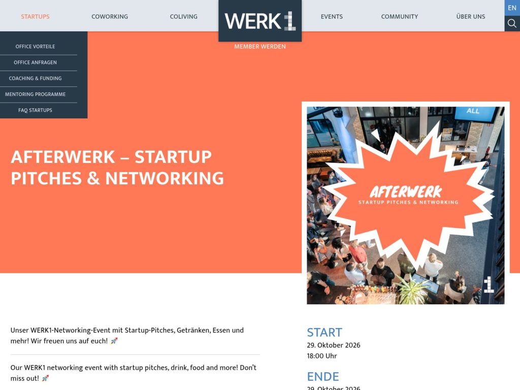 AFTERWERK – Startup Pitches & Networking website