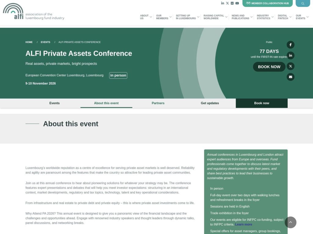 ALFI Private Assets Conference website