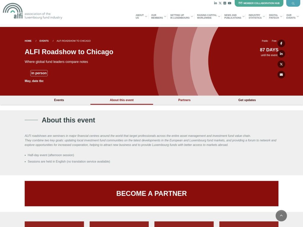 ALFI Roadshow to Chicago website