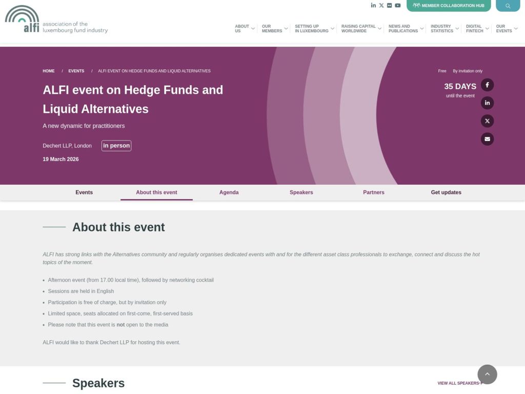 ALFI event on Hedge Funds and Liquid Alternatives website