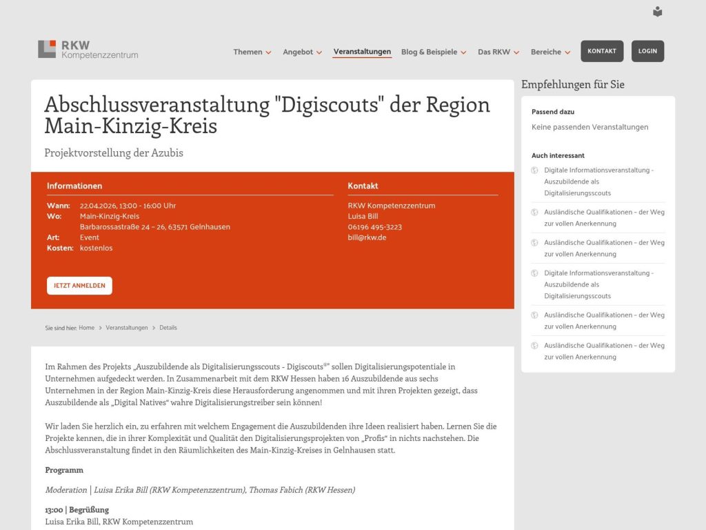 Abschlussveranstaltung "Digiscouts" der Region Main-Kinzig-Kreis website