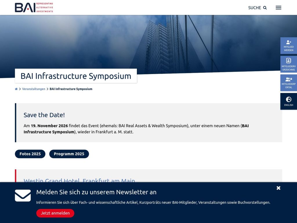 BAI Infrastructure Symposium website