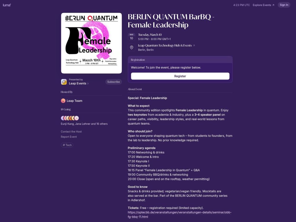 BERLIN QUANTUM BarBQ - Female Leadership website