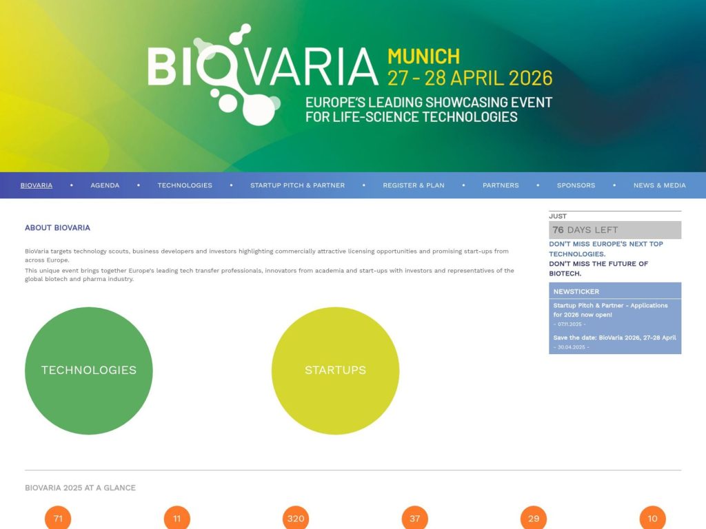 BioVaria 2026 – Exzellente Technologien & Start-ups website