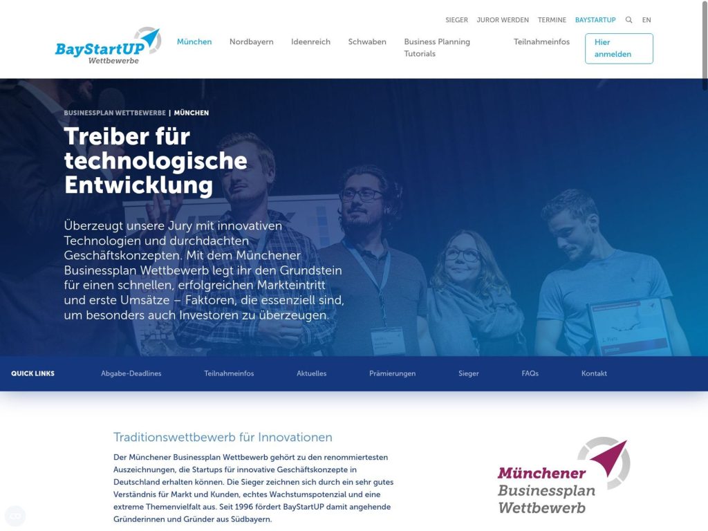 Businessplan Wettbewerb München 2026 website