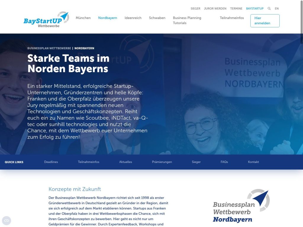 Businessplan Wettbewerb Nordbayern 2026 website