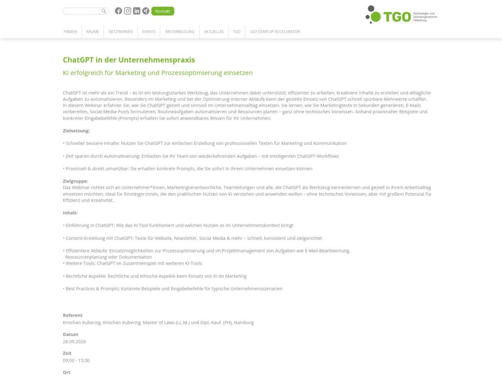 ChatGPT in der Unternehmenspraxis website