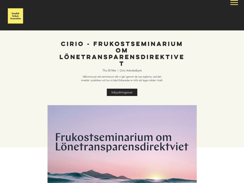 Cirio - Frukostseminarium om lönetransparensdirektivet website
