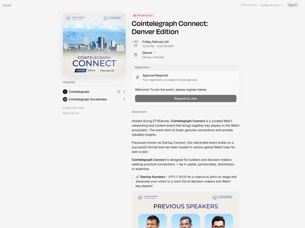 Cointelegraph Connect: Denver Edition website