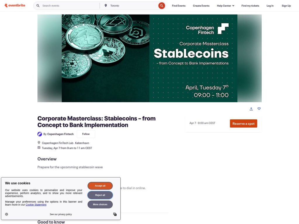 Corporate Masterclass: Stablecoins – from Concept to Bank Implementation website