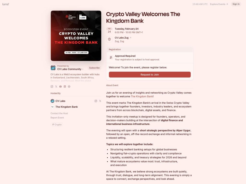 Crypto Valley Welcomes The Kingdom Bank