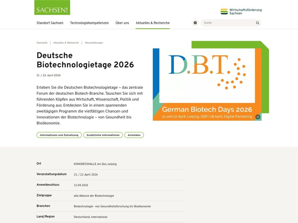 Deutsche Biotechnologietage website
