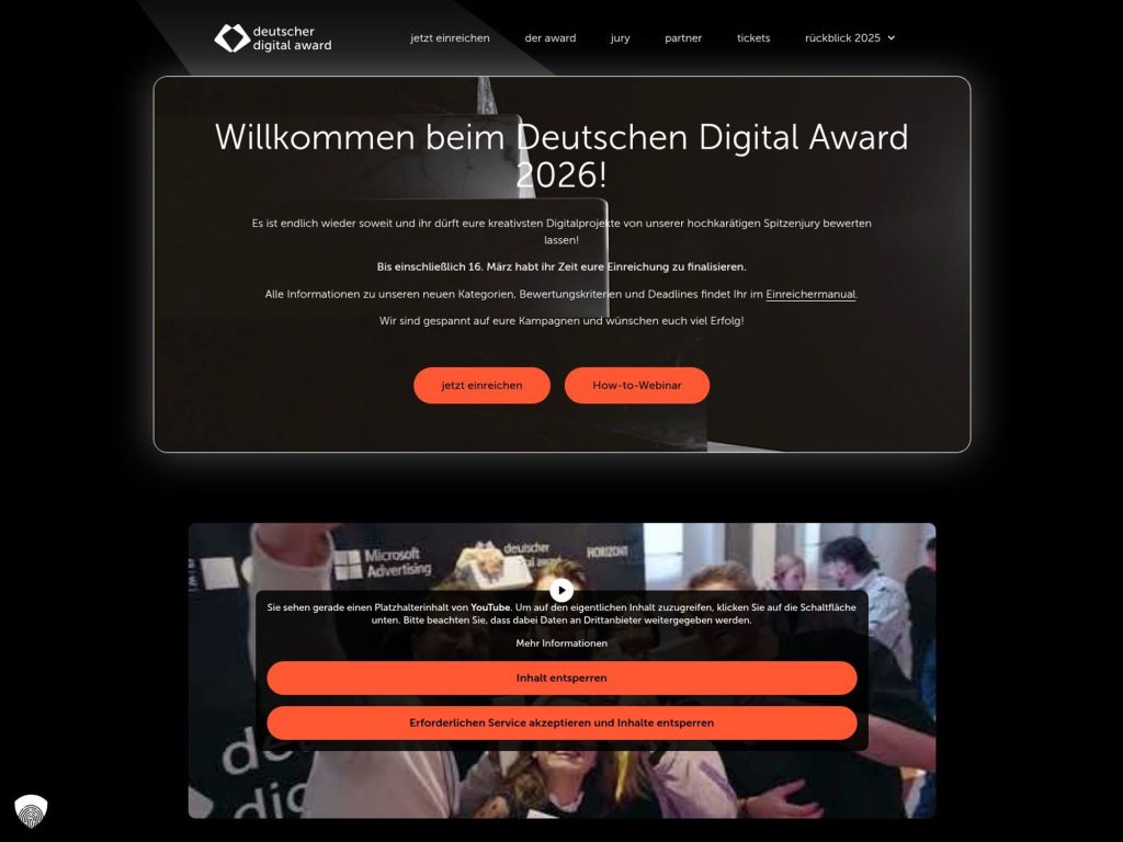 Deutscher Digital Award 2026 website
