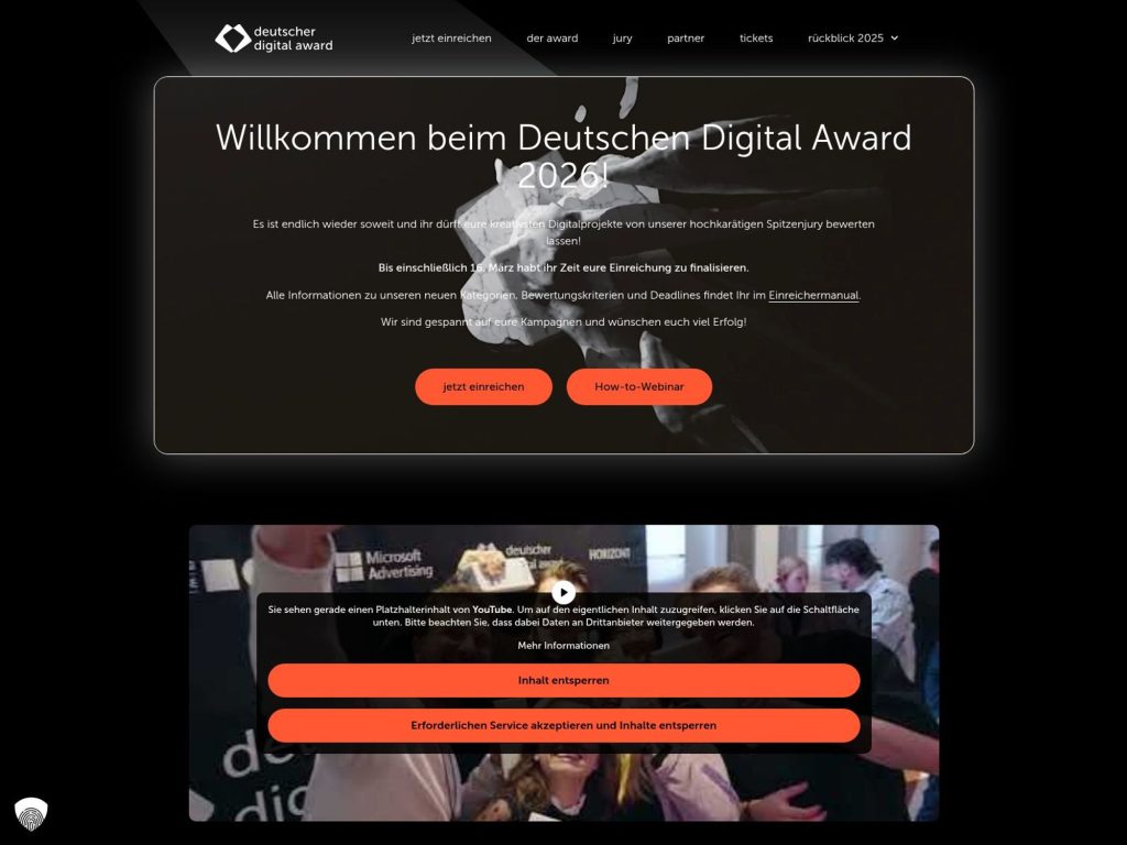 Deutscher Digital Award 2027 website