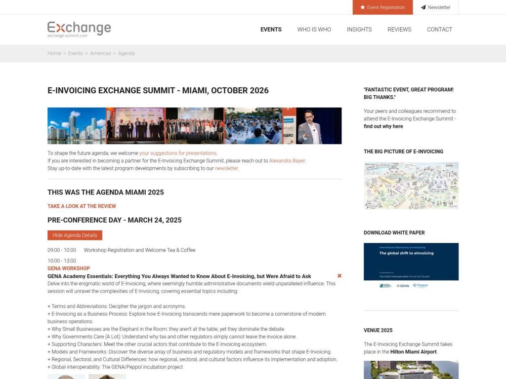 E-Invoicing Exchange Summit Americas website