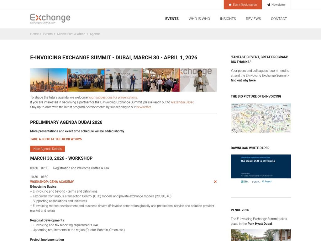 E-Invoicing Exchange Summit Middle East & Africa website