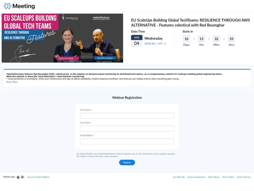 EU ScaleUps Building Global TechTeams: RESILIENCE THROUGH AWS ALTERNATIVE website