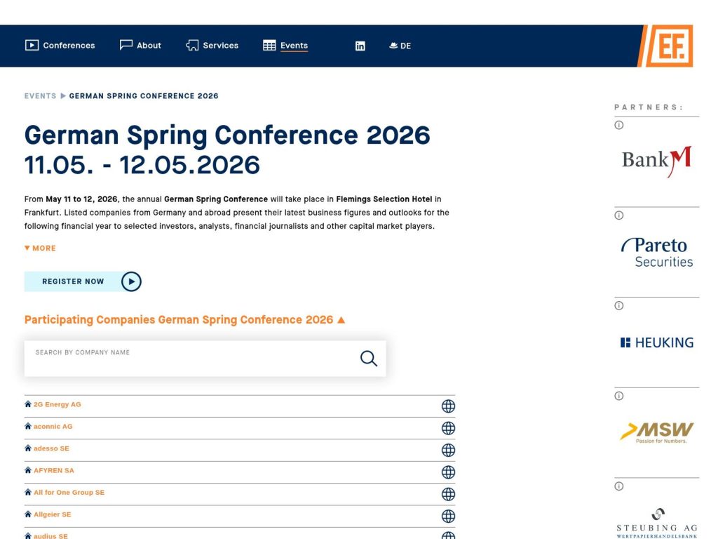 Equity Forum Winter 1on1-Summit 2026 website