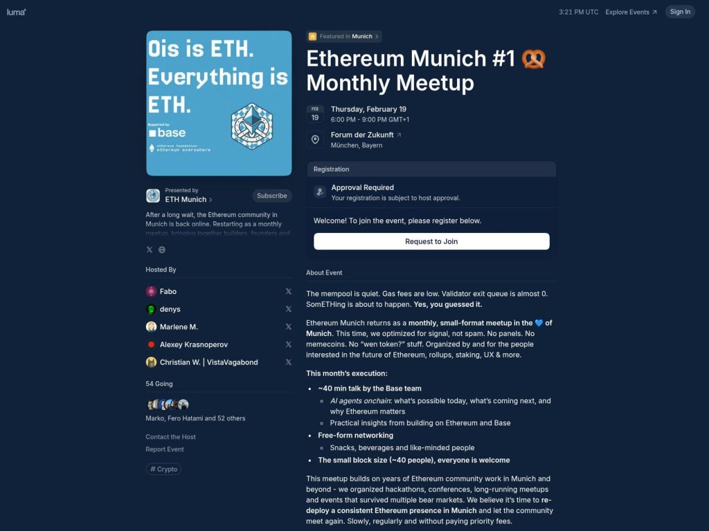 Ethereum Munich #2 Monthly Meetup website