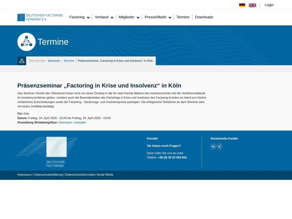 Factoring Fortgeschrittenen-Seminar website