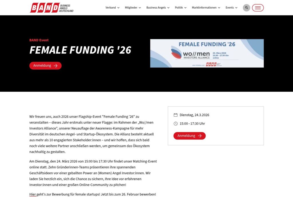 Female Funding ’26 website