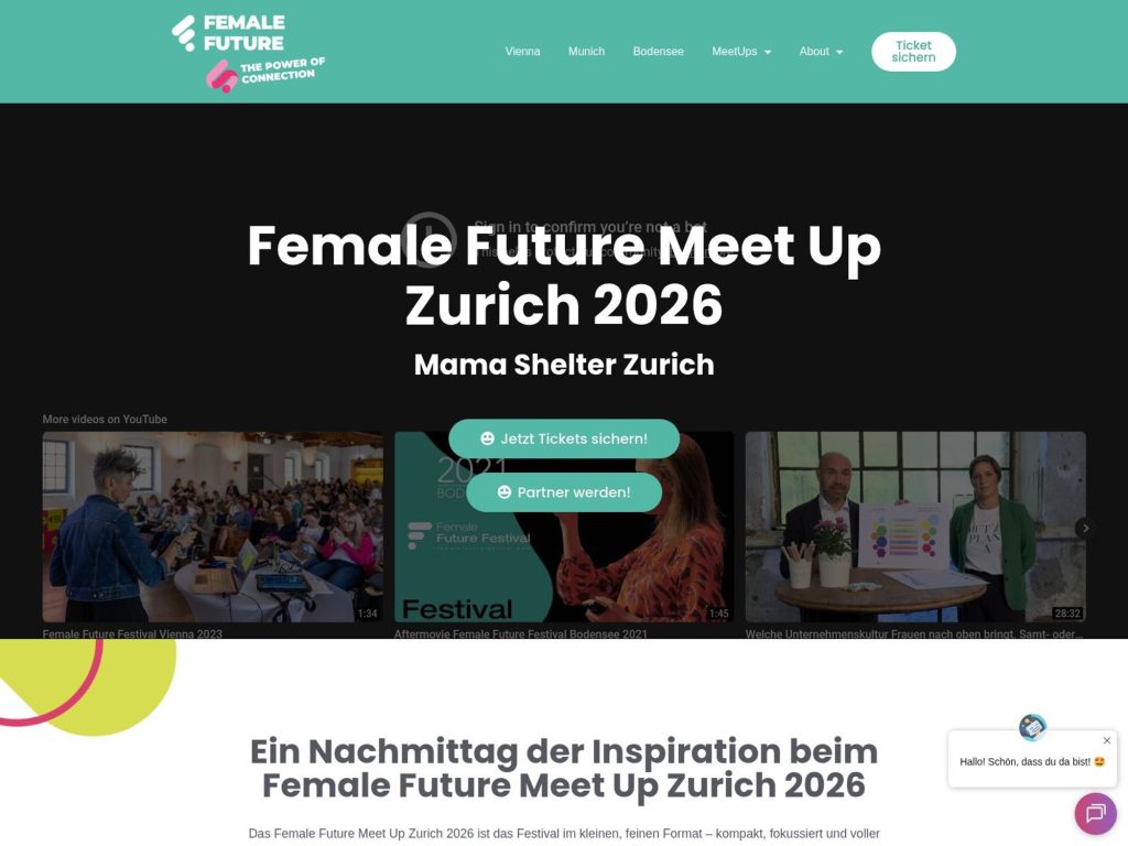 Female Future Meet Up Zurich 2026 website