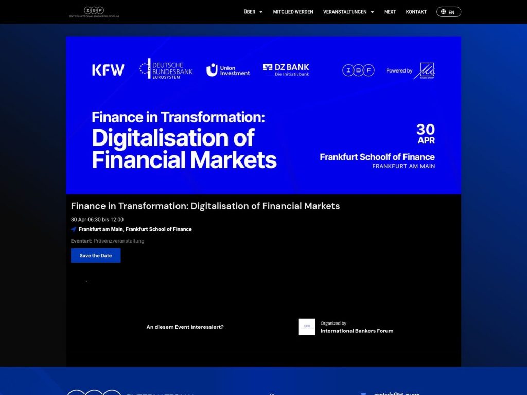 Finance in Transformation: Digitalisation of Financial Markets website